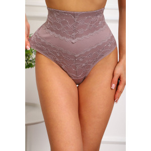 Трусы женские №64984 кружево+хлопок стрейч (р-ры: 54-58) кофе