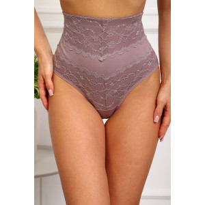 Трусы женские №64984 кружево+хлопок стрейч (р-ры: 54-58) кофе