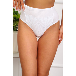 Трусы женские №64983 кружево+хлопок стрейч (р-ры: 50-54) белый