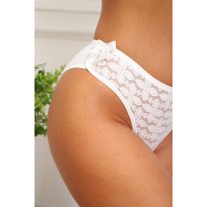 Трусы женские №64982 кружево+хлопок стрейч (р-ры: 46-50) белый