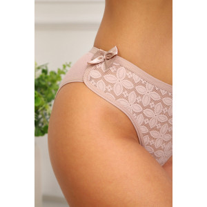 Трусы женские №64982 кружево+хлопок стрейч (р-ры: 46-50) бежевый