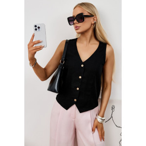 Жилет женский "Аманти-1" лён вискоза (р-ры: 42-52) черный