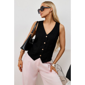 Жилет женский "Аманти-1" лён вискоза (р-ры: 42-52) черный