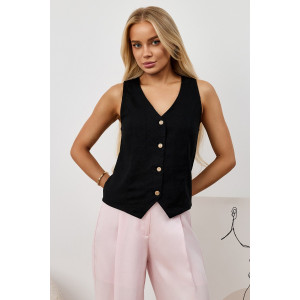 Жилет женский "Аманти-1" лён вискоза (р-ры: 42-52) черный