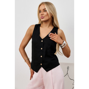 Жилет женский "Аманти-1" лён вискоза (р-ры: 42-52) черный