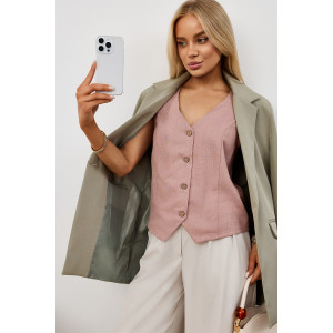 Жилет женский "Аманти-1" лён вискоза (р-ры: 42-52) пудровый