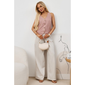 Жилет женский "Аманти-1" лён вискоза (р-ры: 42-52) пудровый