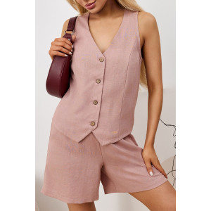 Жилет женский "Аманти-1" лён вискоза (р-ры: 42-52) пудровый