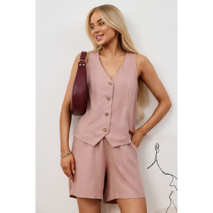 Жилет женский "Аманти-1" лён вискоза (р-ры: 42-52) пудровый