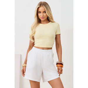 Шорты женские "Аманти-2" лён вискоза (р-ры: 42-52) белый