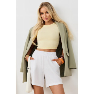 Шорты женские "Аманти-2" лён вискоза (р-ры: 42-52) белый