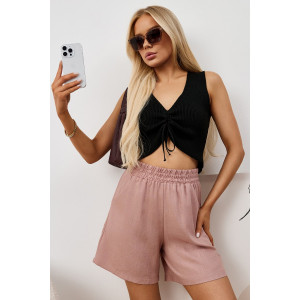 Шорты женские "Аманти-2" лён вискоза (р-ры: 42-52) пудровый