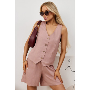 Шорты женские "Аманти-2" лён вискоза (р-ры: 42-52) пудровый