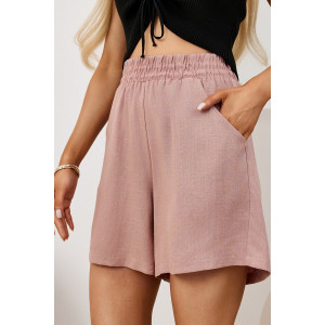 Шорты женские "Аманти-2" лён вискоза (р-ры: 42-52) пудровый