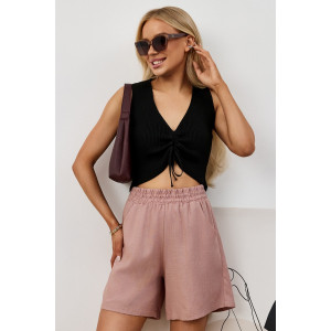Шорты женские "Аманти-2" лён вискоза (р-ры: 42-52) пудровый