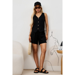 Шорты женские "Аманти-2" лён вискоза (р-ры: 42-52) черный