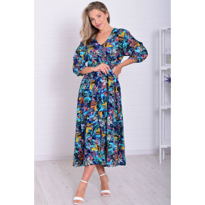 Платье женское Ф1074а штапель (р-ры: 46-56) изумруд