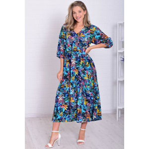 Платье женское Ф1074а штапель (р-ры: 46-56) изумруд