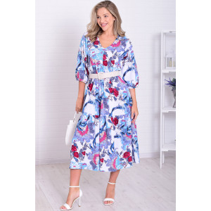 Платье женское Ф1074е штапель (р-ры: 46-56) небесный
