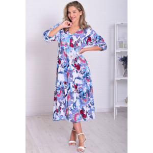 Платье женское Ф1074е штапель (р-ры: 46-56) небесный