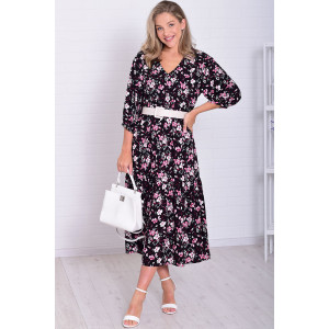 Платье женское Ф1074и штапель (р-ры: 46-56) черный