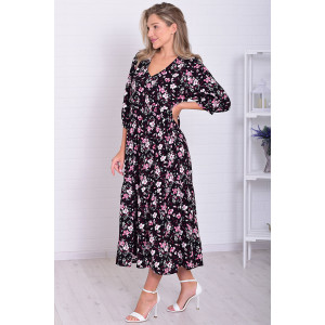 Платье женское Ф1074и штапель (р-ры: 46-56) черный