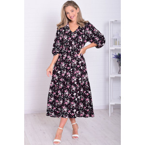 Платье женское Ф1074и штапель (р-ры: 46-56) черный