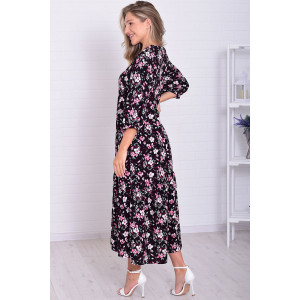 Платье женское Ф1074и штапель (р-ры: 46-56) черный