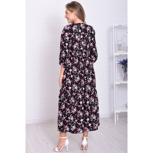 Платье женское Ф1074и штапель (р-ры: 46-56) черный