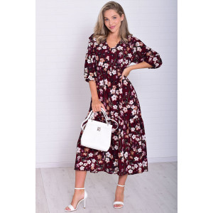 Платье женское Ф1074л штапель (р-ры: 46-56) бордо