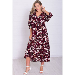 Платье женское Ф1074л штапель (р-ры: 46-56) бордо