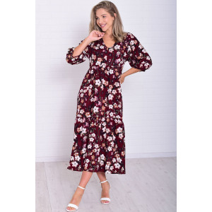 Платье женское Ф1074л штапель (р-ры: 46-56) бордо