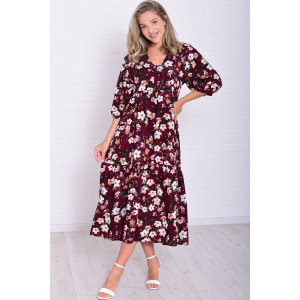 Платье женское Ф1074л штапель (р-ры: 46-56) бордо