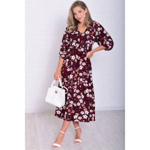 Платье женское Ф1074л штапель (р-ры: 46-56) бордо