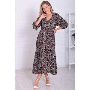 Платье женское Ф1074 штапель (р-ры: 46-56) темно-синий