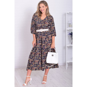 Платье женское Ф1074 штапель (р-ры: 46-56) темно-синий