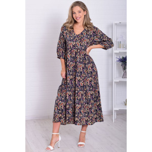 Платье женское Ф1074 штапель (р-ры: 46-56) темно-синий