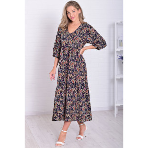 Платье женское Ф1074 штапель (р-ры: 46-56) темно-синий