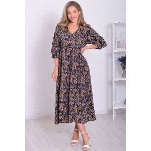 Платье женское Ф1074 штапель (р-ры: 46-56) темно-синий