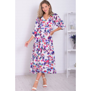 Платье женское Ф1074в штапель (р-ры: 46-56) радужный