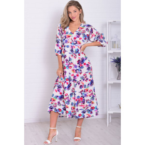 Платье женское Ф1074в штапель (р-ры: 46-56) радужный