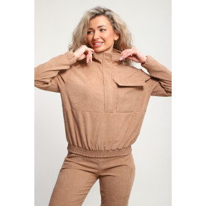 Костюм двойка женский №35279 вельвет (р-ры: 44-54) бежевый