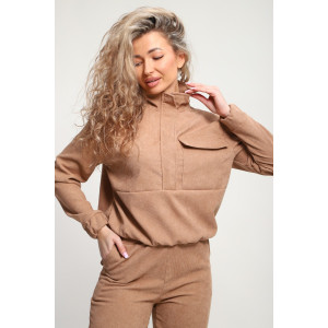 Костюм двойка женский №35279 вельвет (р-ры: 44-54) бежевый