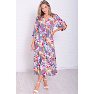 Платье женское Ф1074з штапель (р-ры: 46-56) акварель