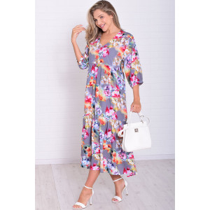 Платье женское Ф1074з штапель (р-ры: 46-56) акварель