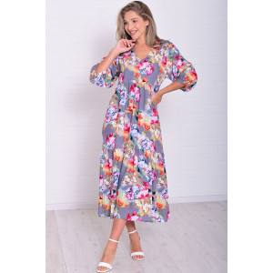 Платье женское Ф1074з штапель (р-ры: 46-56) акварель