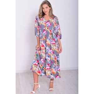 Платье женское Ф1074з штапель (р-ры: 46-56) акварель