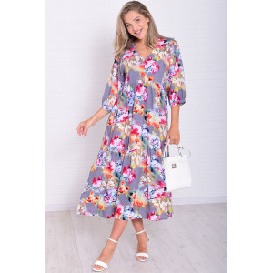 Платье женское Ф1074з штапель (р-ры: 46-56) акварель