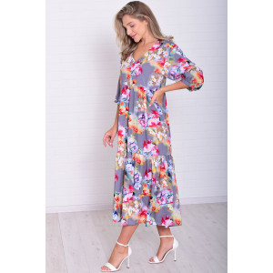 Платье женское Ф1074з штапель (р-ры: 46-56) акварель