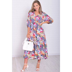 Платье женское Ф1074з штапель (р-ры: 46-56) акварель